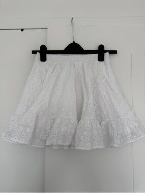 White Eyelet Tiered Mini Skirt